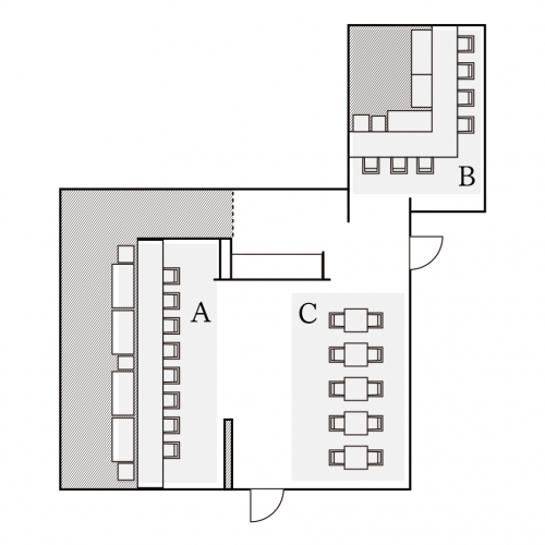 The ground-floor layout of Kenzo Napa dining room. As per health guidelines, not all seats are booked to maintain social distancing